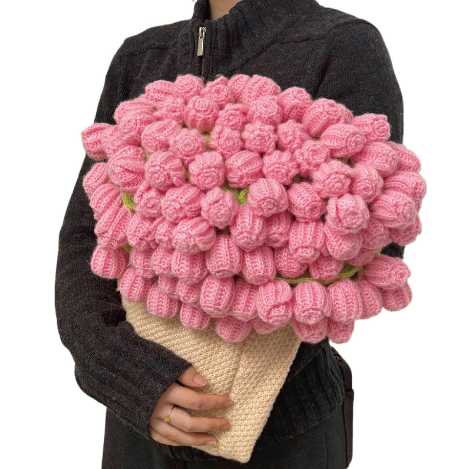 SoffMoiis pink rose bouquet blanket with lifelike flowers for romantic home decor.