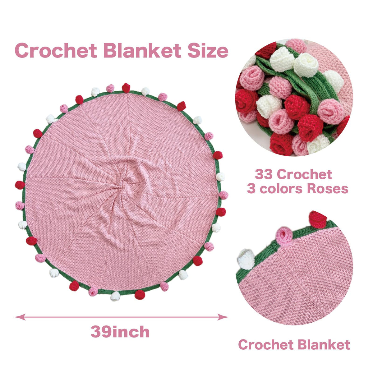 SoffMoiis three-color rose design blanket highlighting layered rose petals