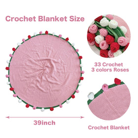 SoffMoiis three-color rose design blanket highlighting layered rose petals