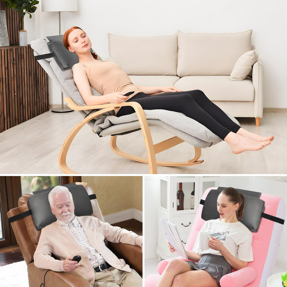SofGlowly anti-slip bottom design keeps pillow in place on chairs.