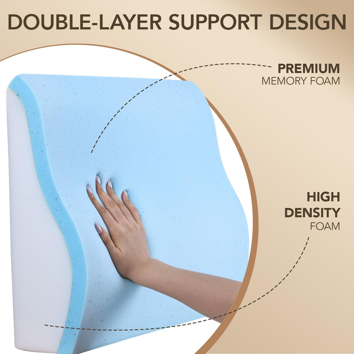 SofGlowly ergonomic backrest with a non-slip base stays in place during long sessions.