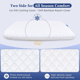 SofGlowly Thin Flat Pillow side profile shows low profile neck alignment for back sleepers.