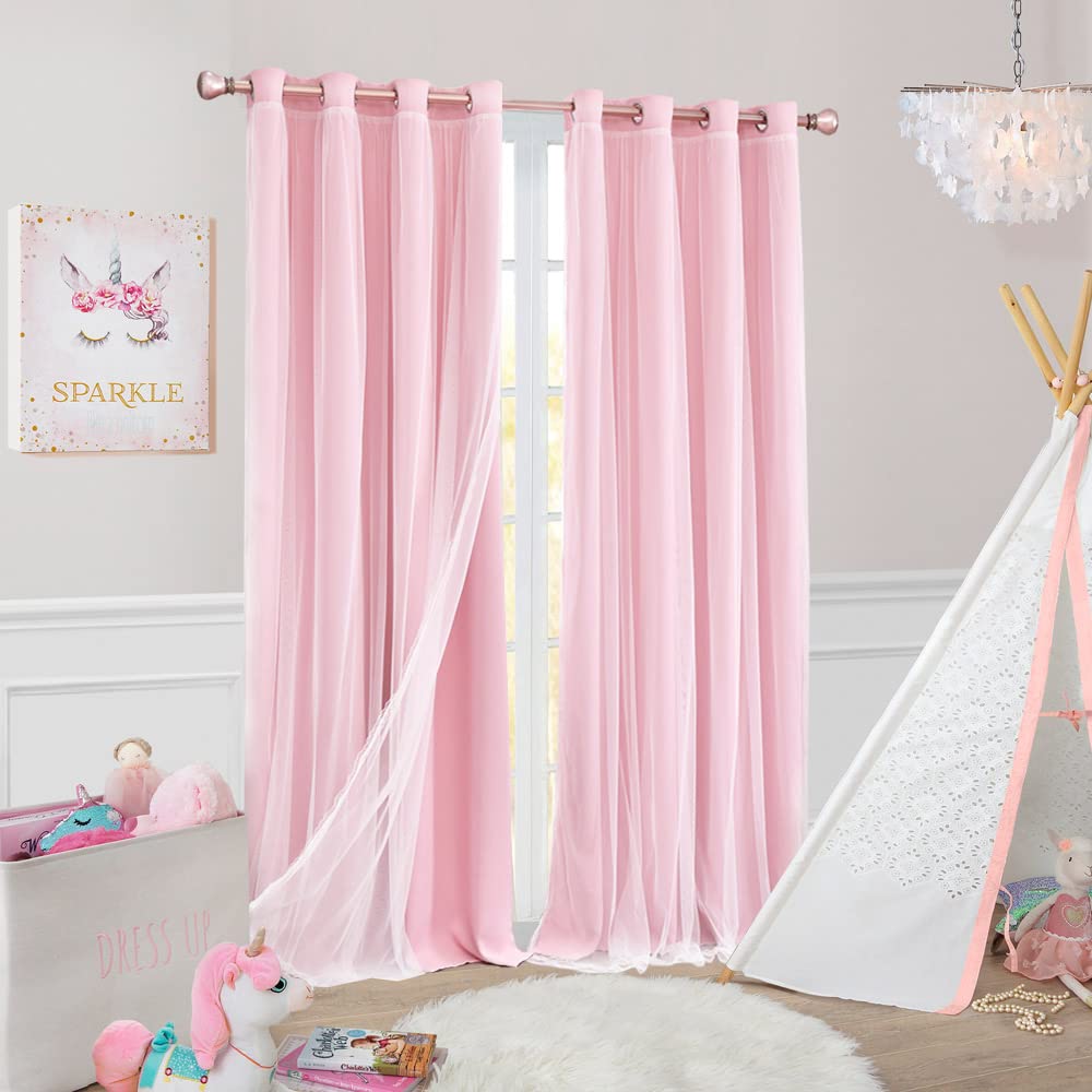 SOFJAGETQ pink curtains 52x84 panel showcasing elegant drape and privacy