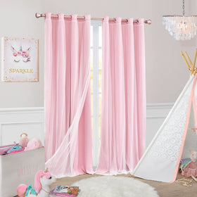 SOFJAGETQ pink curtains 52x84 panel showcasing elegant drape and privacy
