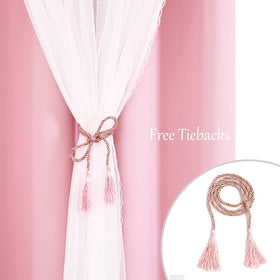 SOFJAGETQ pink curtains easy-care fabric, machine washable