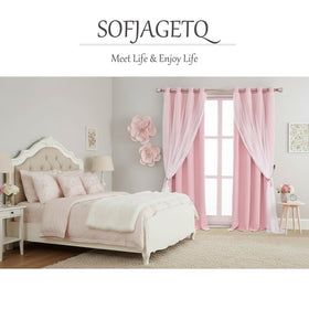 SOFJAGETQ pink curtains for living room mood and privacy