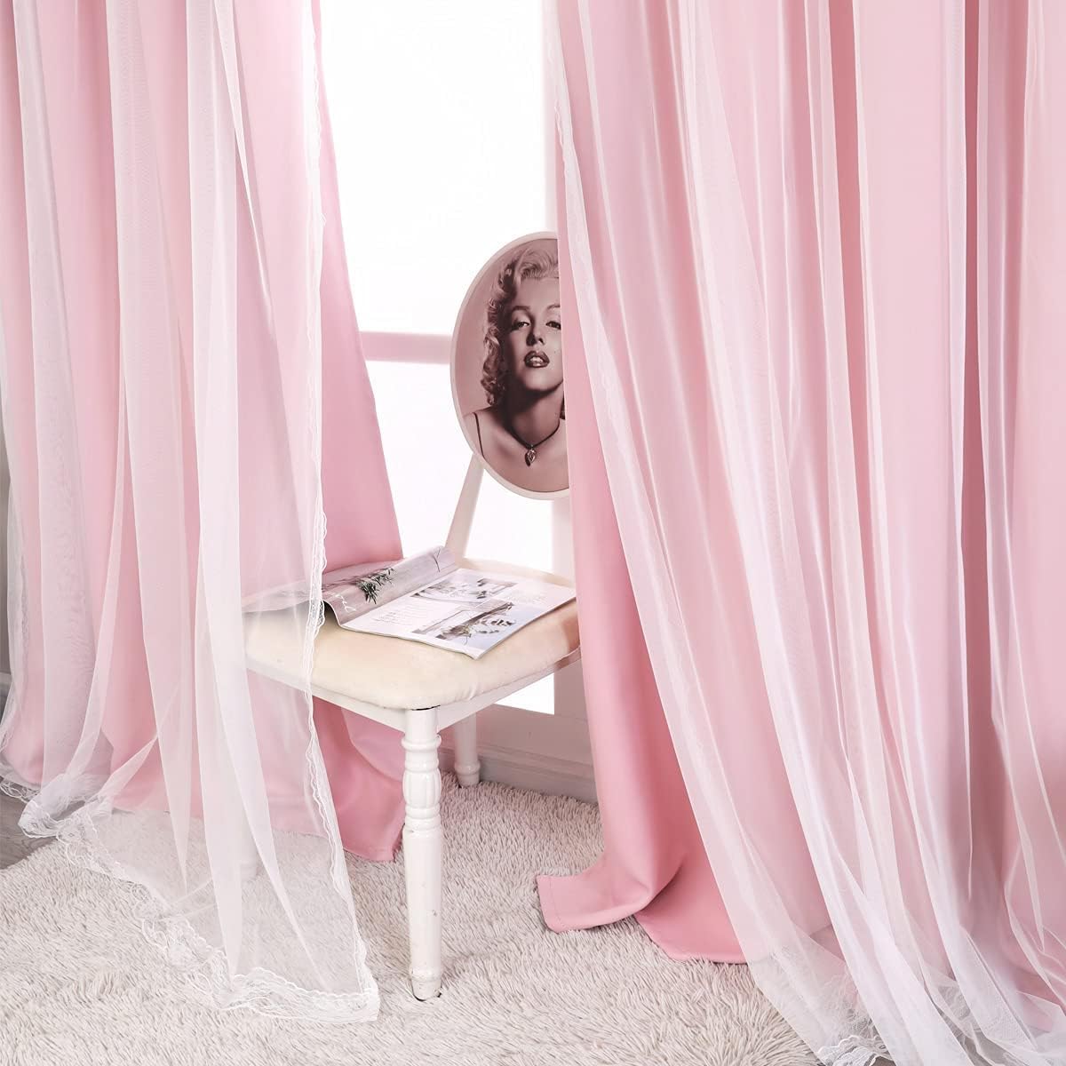 SOFJAGETQ pink curtains reduce outside noise for quieter rooms