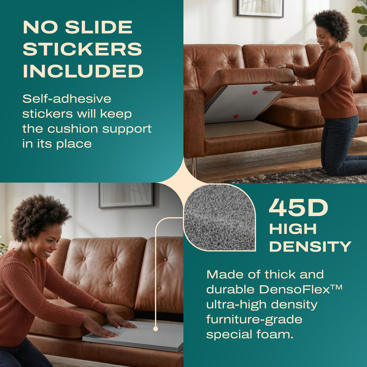 SOFLIFTIX cushion inserts give your sofa a refreshed feel and longer life.