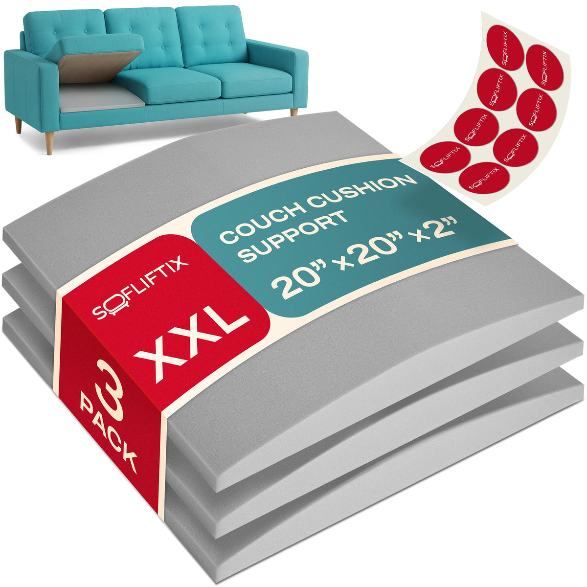 SOFLIFTIX easy-install cushions slip in quickly for a refreshed living room.