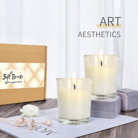 SOFT BREEZE ivory votive candle in glass suits hydrotherapy setups and relaxing ambience.
