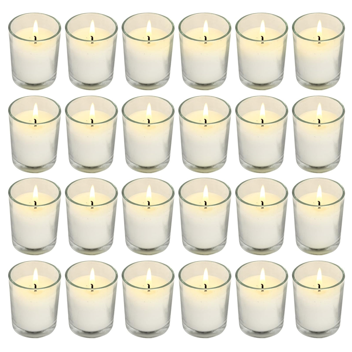 SOFT BREEZE ivory votive candle in clear glass for wishing and serene ambiance.