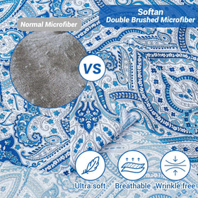 Softan blue paisley fitted sheet with deep pocket for secure fit
