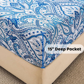 Softan blue paisley pillowcases pair with crisp edges and soft comfort