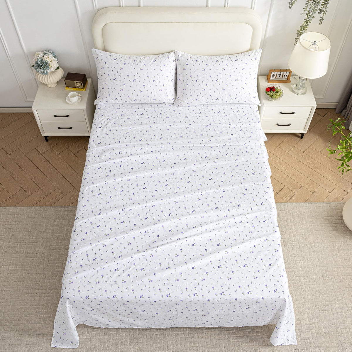 Softan flat sheet and pillowcases laid out to show the full 4-piece set