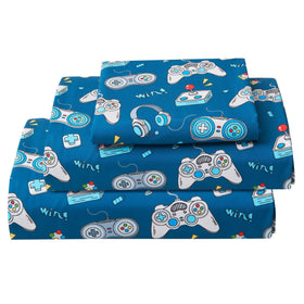Softan kids sheets featuring a game controller pattern for bedtime fun.