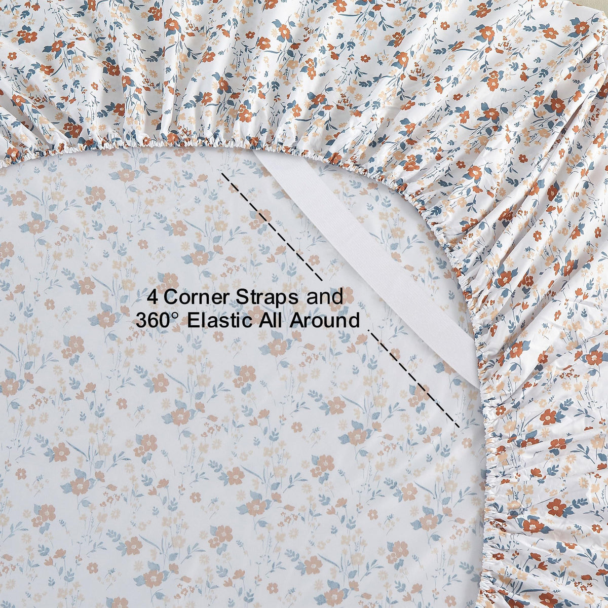 Softan orange-flower print close-up highlights microfiber softness and breathable fabric