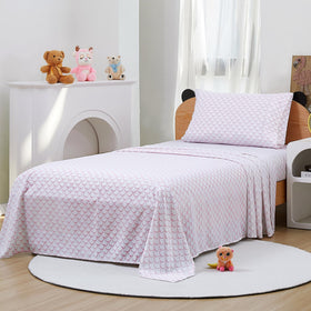 Softan pink bowknot twin fitted sheet with deep pockets for secure fit.