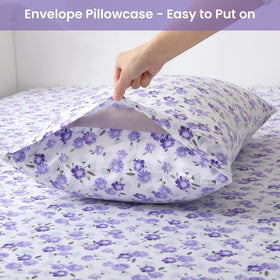Softan Purple Floral Queen sheet set with deep pocket design