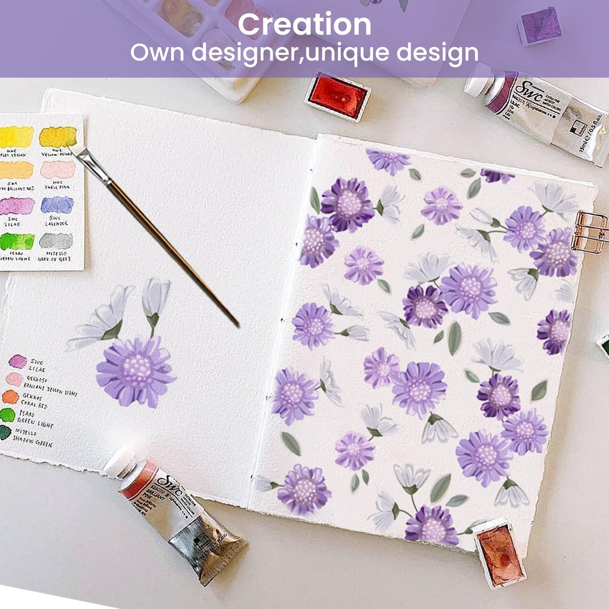 Softan Purple Floral Queen sheet with non-slip straps in corner