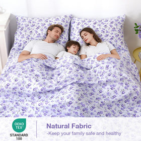 Softan Purple Floral Queen set displayed on bed