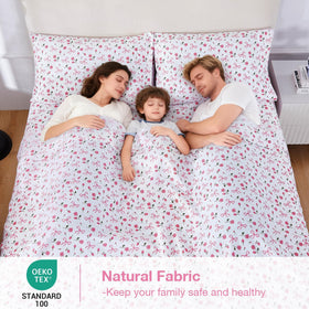 Softan rose pattern flat sheet complements the design with breathable microfiber.