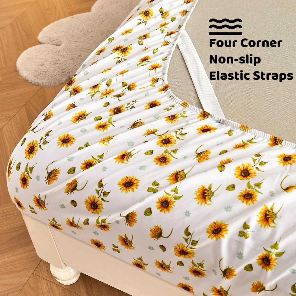 Softan sunflower flat sheet queen shows bold print for stylish sleep space