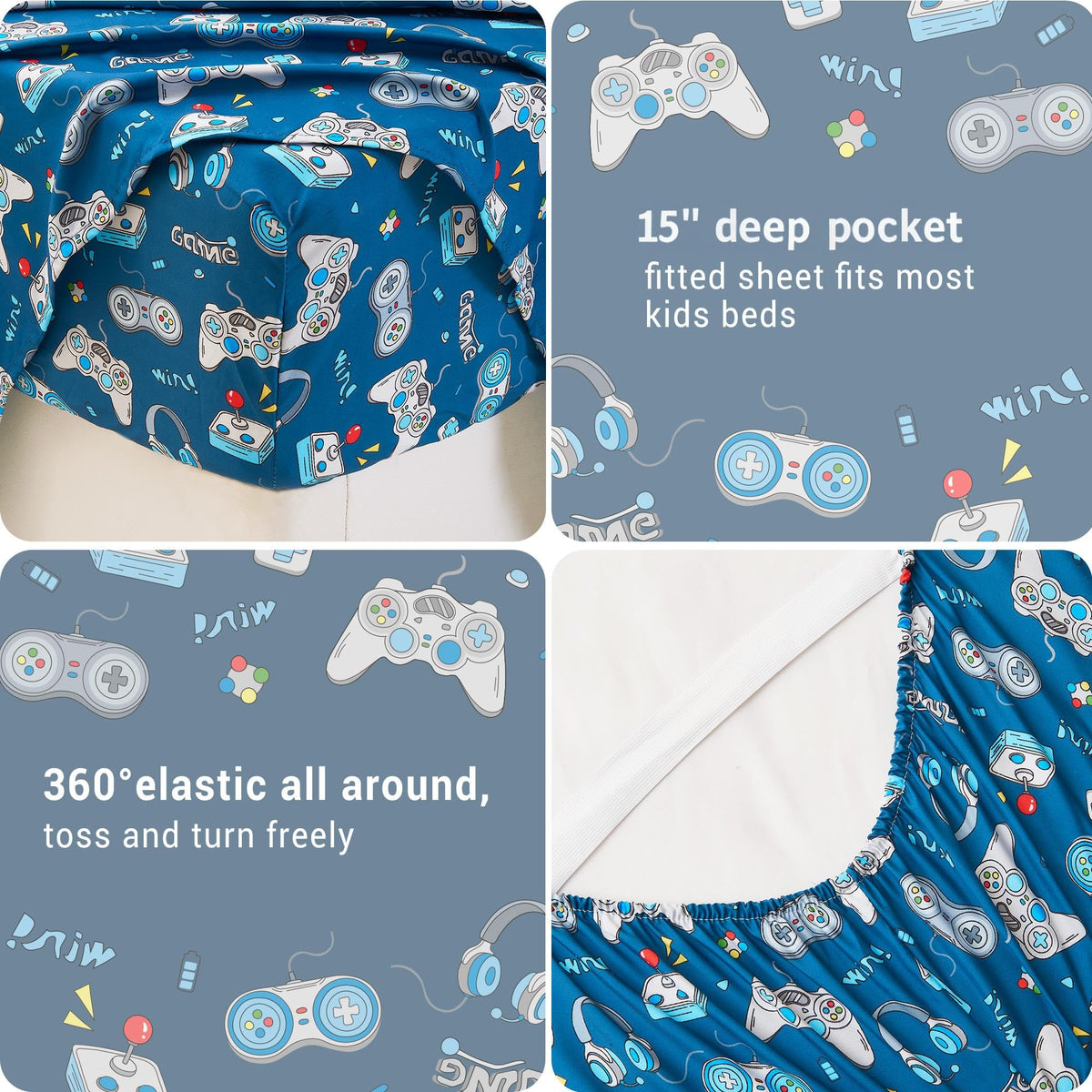 Softan twin fitted sheet with a 15-inch deep pocket and corner straps for a secure fit.
