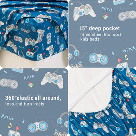Softan twin fitted sheet with a 15-inch deep pocket and corner straps for a secure fit.