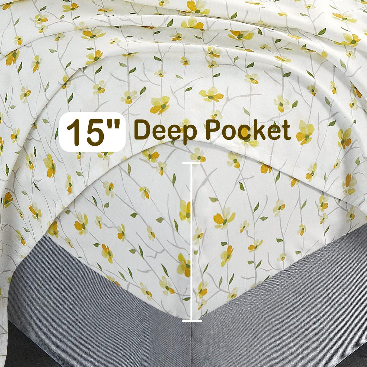 Softan yellow floral queen pillowcase-2 completes the coordinated bedding look.