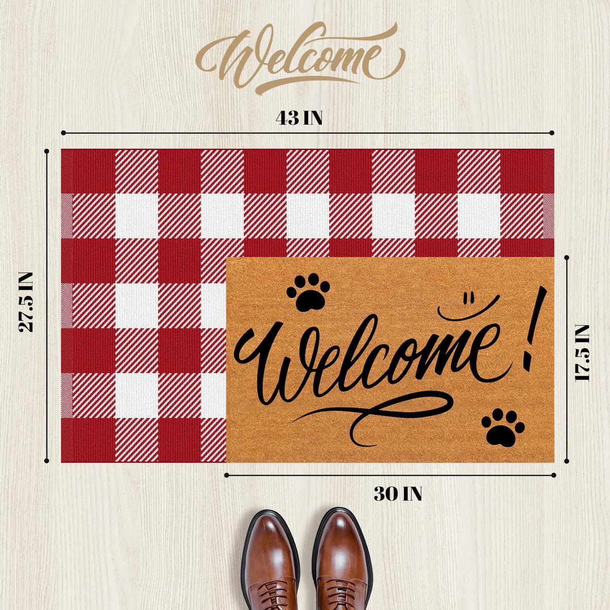 SofterCharm plaid outdoor rug on porch adds durable color and easy-clean practicality