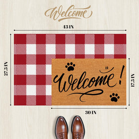 SofterCharm plaid outdoor rug on porch adds durable color and easy-clean practicality