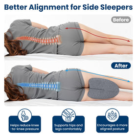 SofterCharm knee pillow cooling-gel-technology keeps you cool all night.