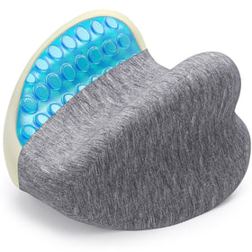 SofterCharm knee pillow heart-shaped-between-legs supports spinal alignment for side sleepers.