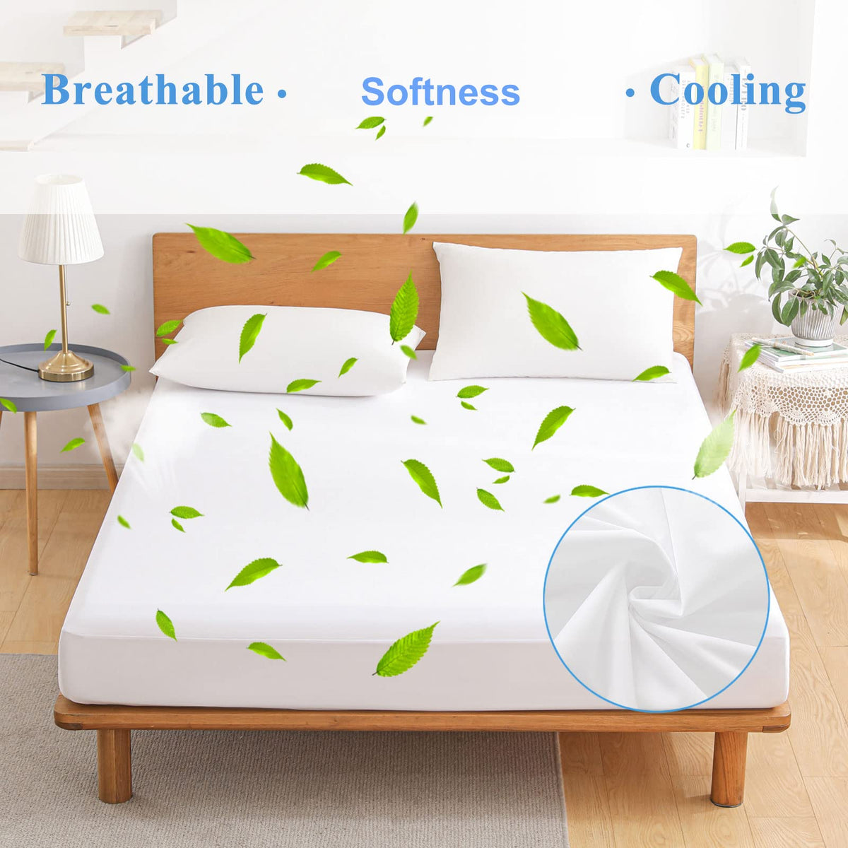 Softhour deep-pocket fit demonstrates 6-21in stretch to fit various mattresses.
