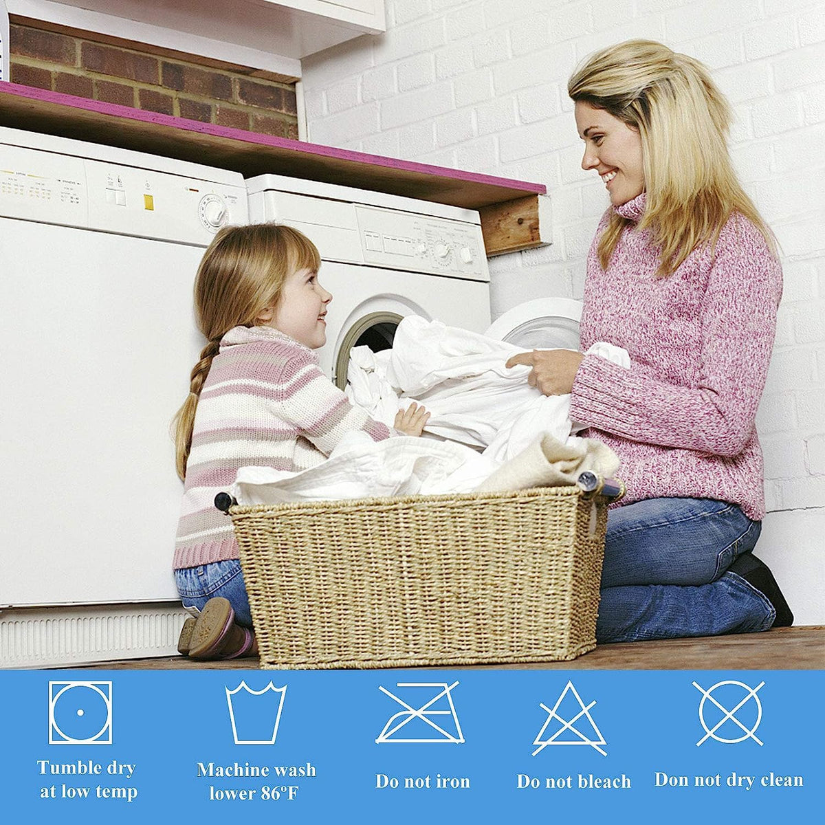 Softhour care instructions for low-heat drying and maintenance