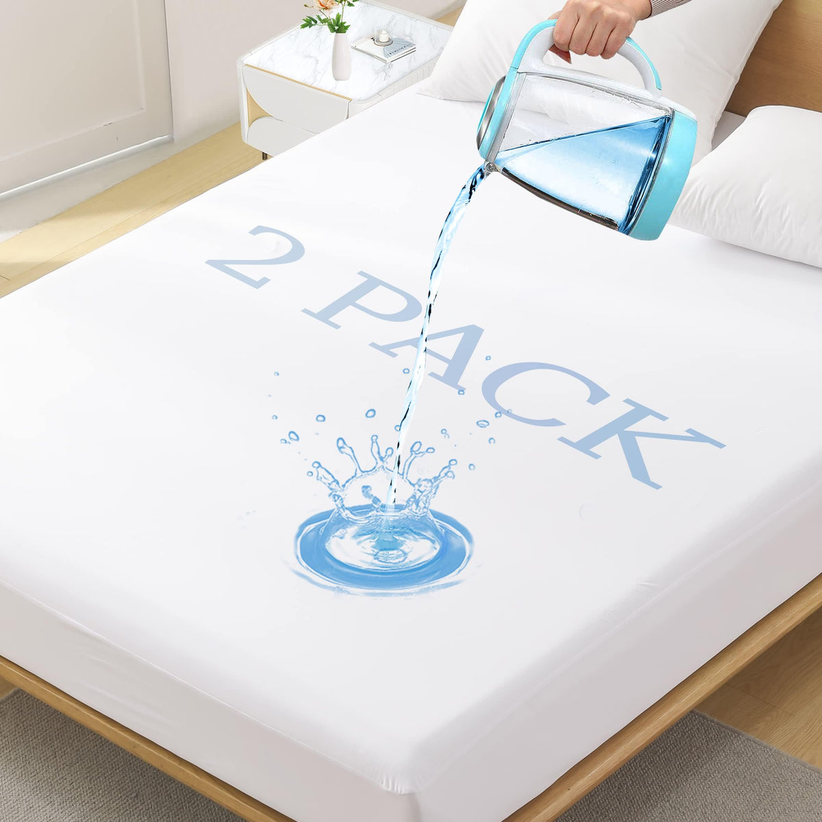 Softhour waterproof Twin XL mattress protector showing TPU layer for spill protection