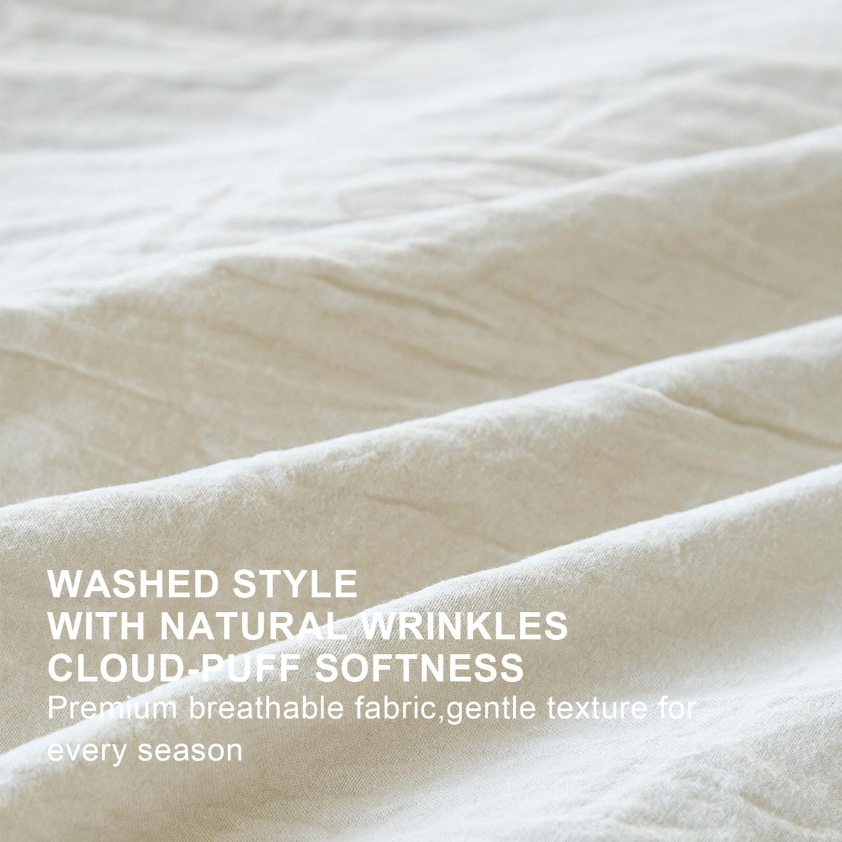 Softpage beige all-season lightweight bedding demonstrates year-round comfort.