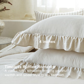 Softpage beige bed set shown in a cozy room with two shams.