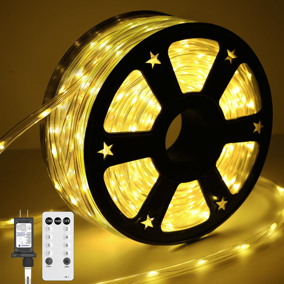 Soiarllt 100FT rope lights outdoor remote illuminate patios with weatherproof flexibility.