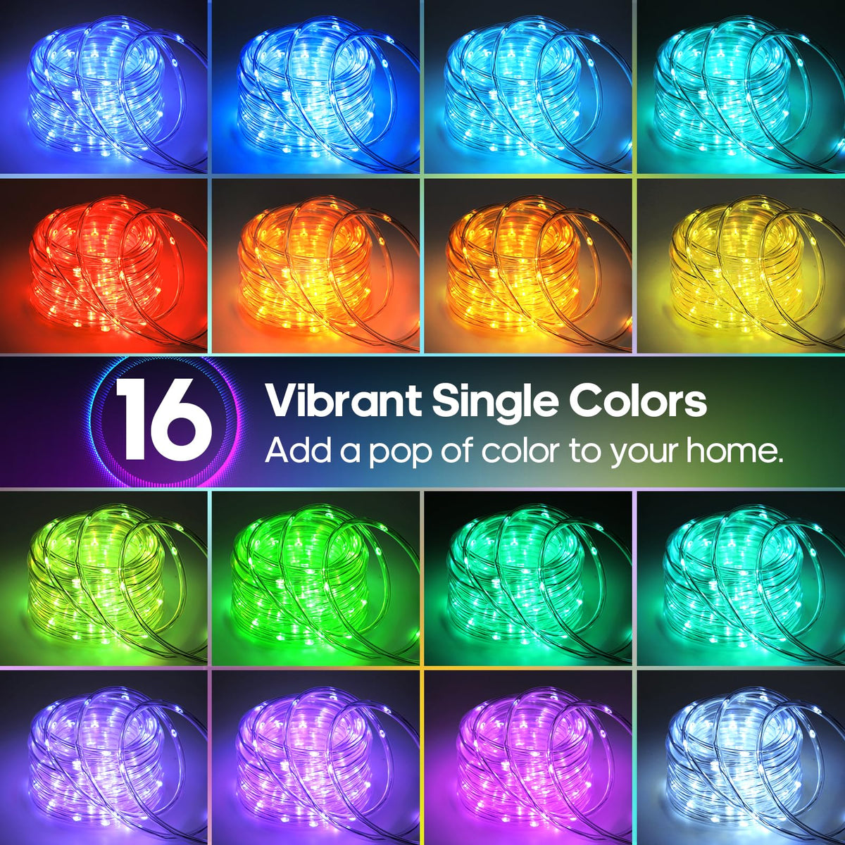 Soiarllt rope lights 120 LEDs color changing for versatile mood lighting.