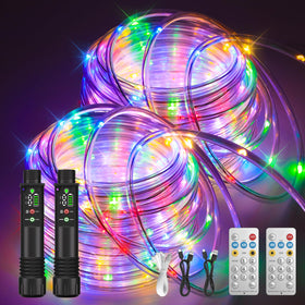 Soiarllt rope lights 79ft unspooled illuminate outdoor spaces with cordless, long-lasting glow.