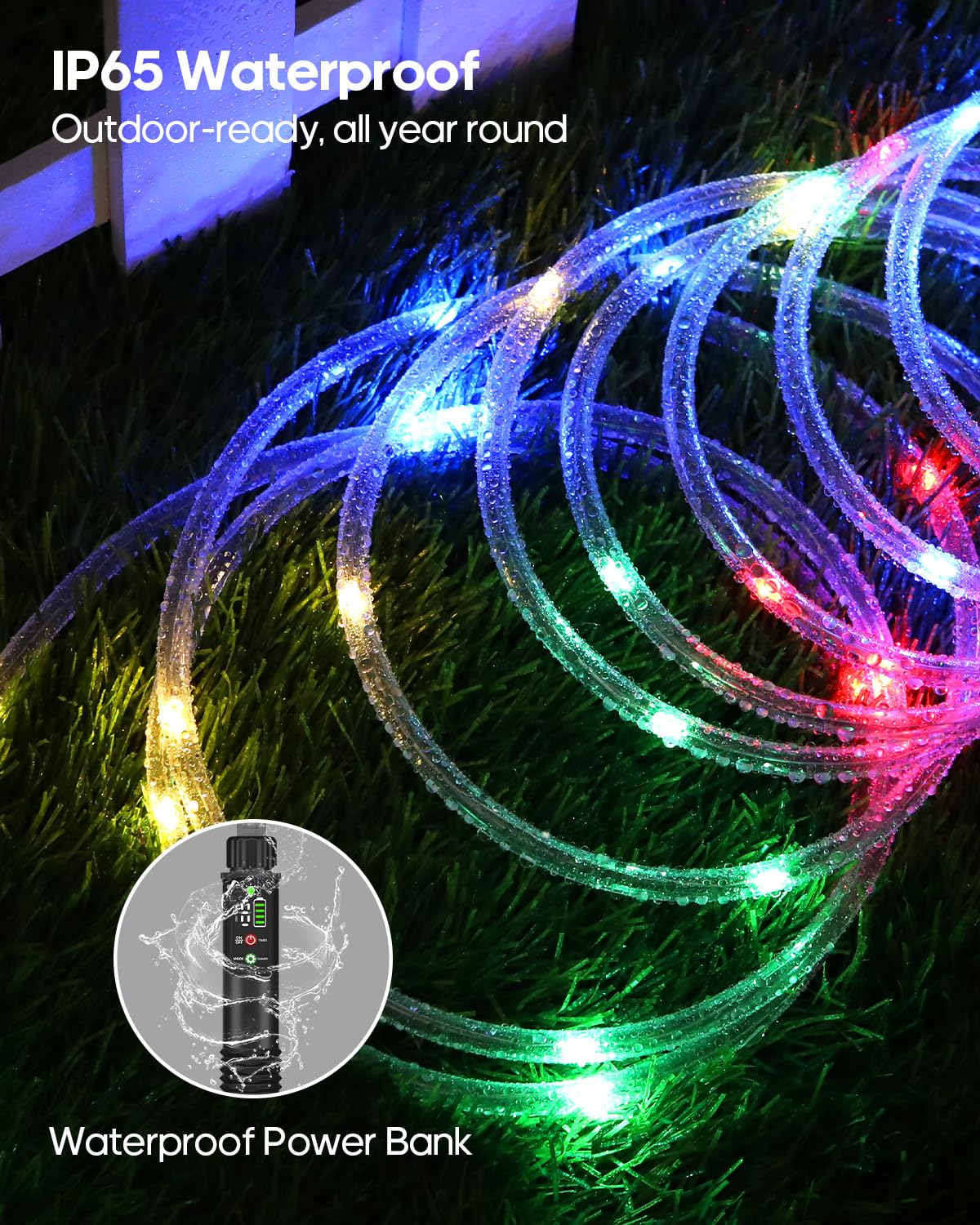 Soiarllt rope lights multicolor glow for holidays and parties.