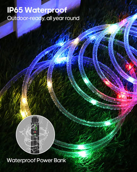 Soiarllt rope lights multicolor glow for holidays and parties.