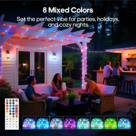 Soiarllt rope lights with remote control for easy color selection.