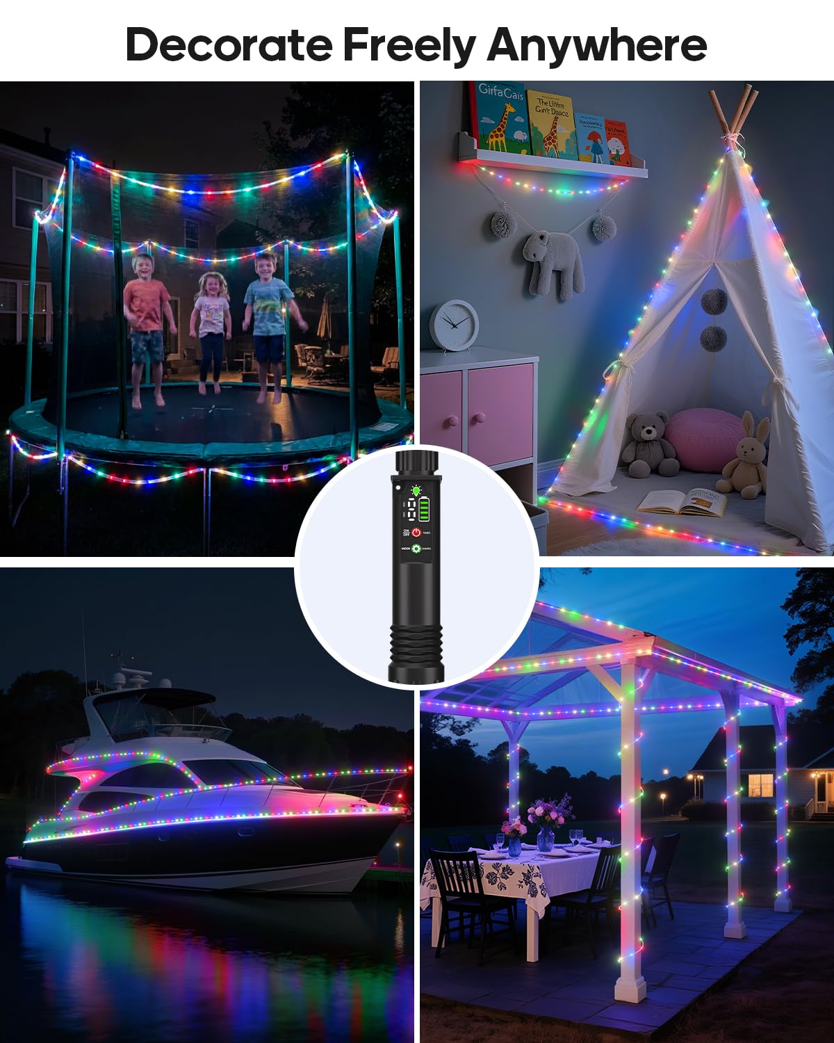 Soiarllt rope lights sealed tube design keeps kids safe during celebrations.