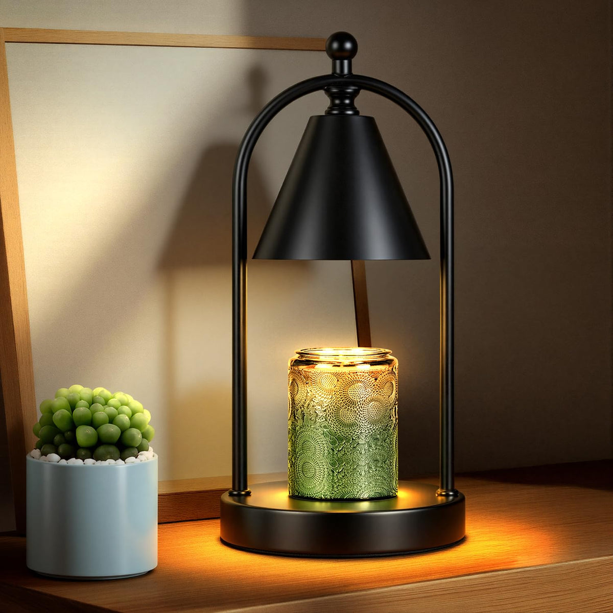 Soilsiu electric wax melt warmer adds soft ambient light to bedroom decor