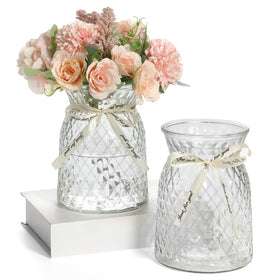 SOJOCK 2PACK glass vases with diamond pattern enhance elegant centerpieces.