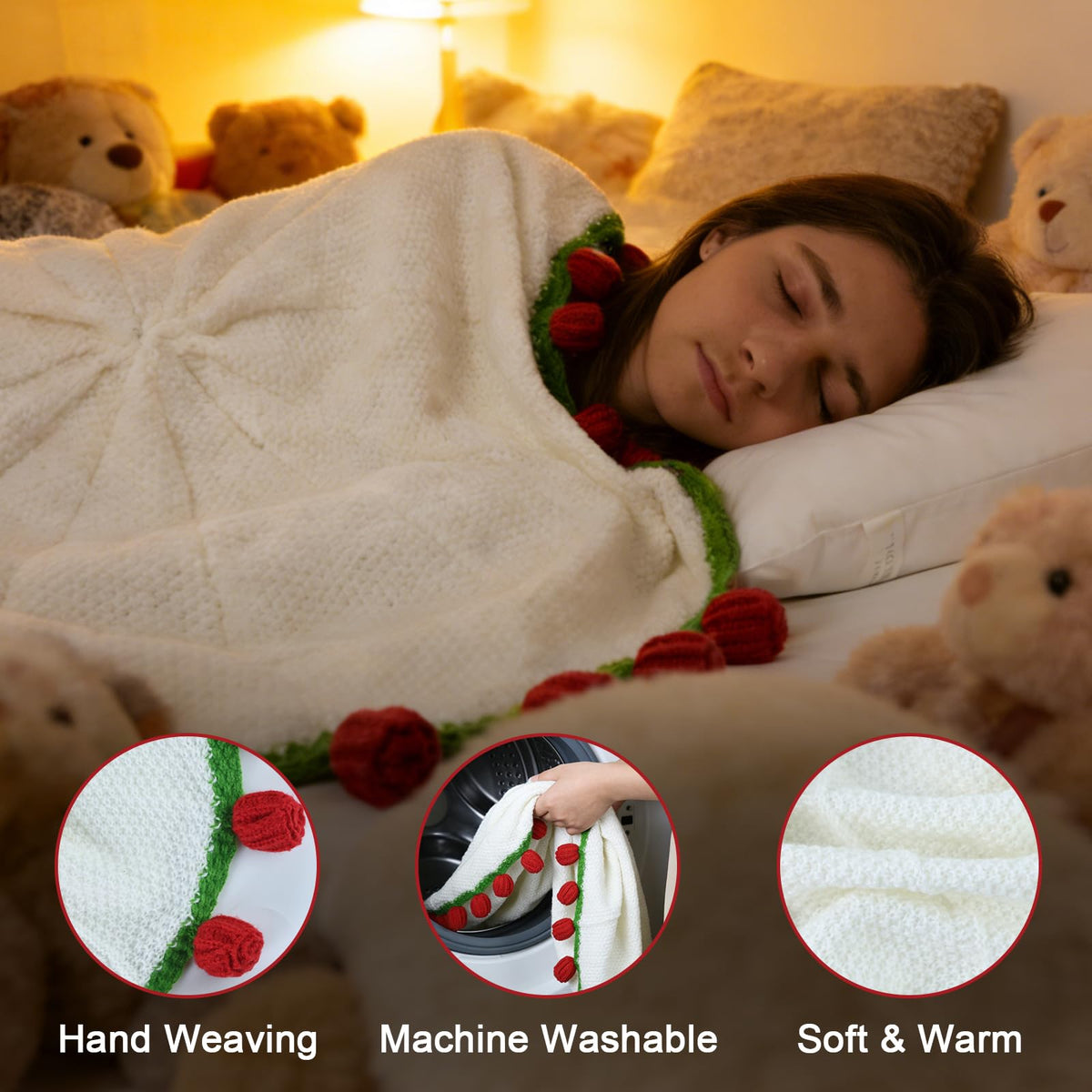 Sokfone Flower Blanket soft texture closeup emphasizes plush warmth