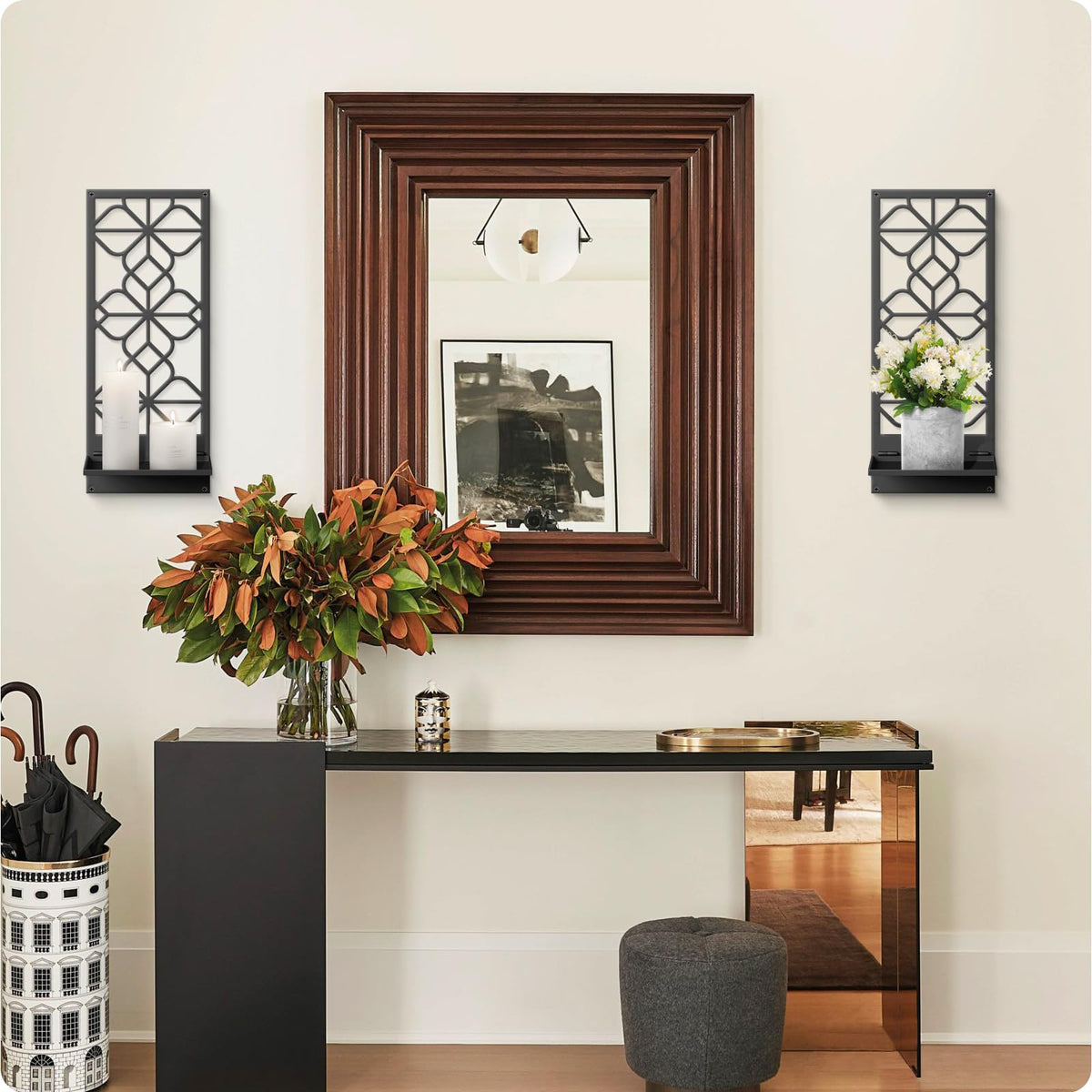 Sokurdeg wall decor accommodates candles, jars, and small plants for versatile styling.