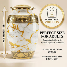 Large-capacity urn holding up to 200 cubic inches for adult ashes